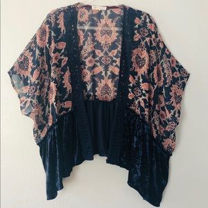 Jolt, Navy Blue Sheer and Crushed Velvet Shaw